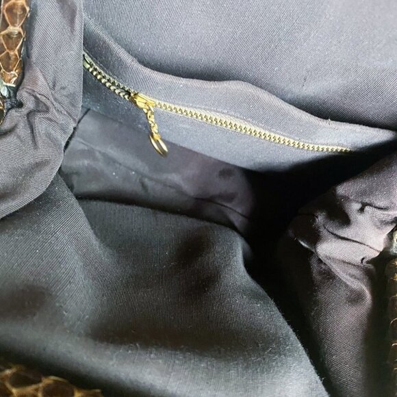 Vintage 50s 60s Brown Snakeskin Small Evening  Top Handle Purse - Picture 10 of 10